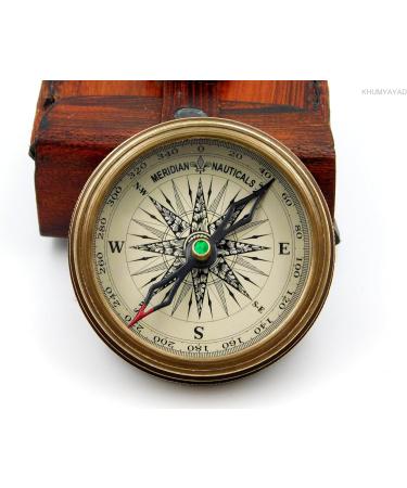 KHUMYAYAD Brass Pocket Compass - Antique Handmade Compass with Leather Case | Fully Functional & Stylish Travel Accessory - Buy Online on SooperMarket.com