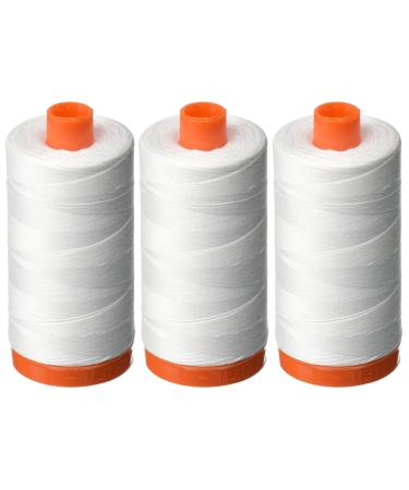 3-PACK - Aurifil 50WT - White, Solid - Mako Cotton Thread - 1422Yds EACH