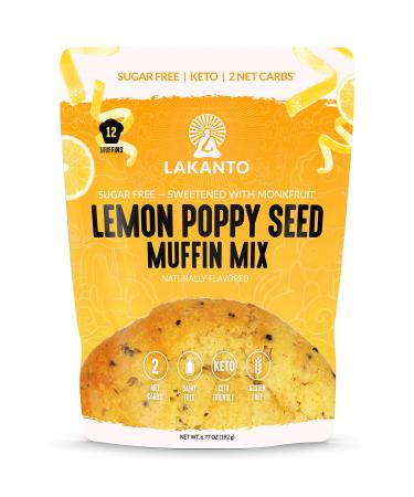 Lakanto Sugar Free Lemon Poppy Seed Muffin Mix - Sweetened with Monk Fruit Sweetener, 2g Net Carbs, Dairy Free, Keto Diet Friendlky, Gluten Free, Natural Flavors, Almond Flour, Sea Salt (12 Muffins) Lemon 6.77 Ounce (Pack …