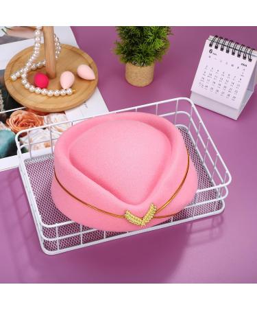 TENDYCOCO Women Stewardess Hat Felt Flight Attendant Air Hostess Hat Cosplay Costume Headwear Accessories for Halloween Party Supplies Pink One Size - Buy Online on SooperMarket.com