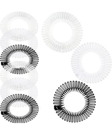9 Pieces Full Circular Stretch Comb Flexible Plastic Circle Comb Stretch Hair Comb Headband Hairband Holder for Women Girls, 3 Colors (Black, White, Clear)