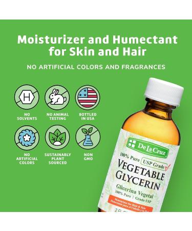 De La Cruz 100% Pure Vegetable Glycerin - 8 fl oz | USP Grade for Hair, Skin & DIY Projects - Buy Online on SooperMarket.com