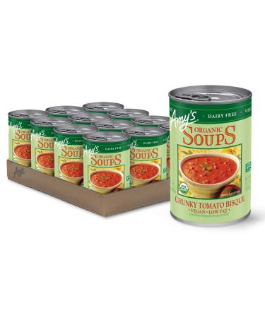 Amy's Soup, Vegan, Gluten Free, Organic Tomato Bisque, Low Fat, 14.1 oz (Pack of 12)