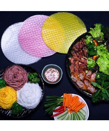  Lyan Mekong River Banh Trang Vietnamese Rice Paper Wrappers Spring Roll Wrappers Rice Wrappers for Vegan Spring Rolls- (300g Square 22cm) 3 Colours - Buy Online on SooperMarket.com