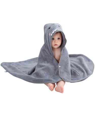 COOKY.D Bamboo Hooded Baby Bath Towel Toddler Wearable Blanket Boy Girl Large Size Animal Bathrobe Shark 75x100cm