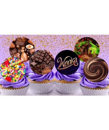 24 x Pre-Cut Wonka 2 Edible Stand up Wafer Paper Cupcake Toppers Cake Decorations Birthday Party Willy Wonka