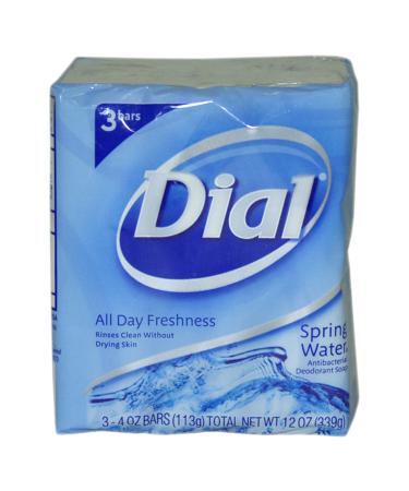 Dial Antibacterial Soap Bars  Spring Water  4 oz bars  3 ea
