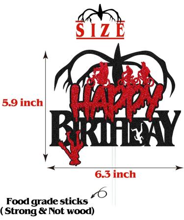 Stranger Birthday Cake Topper for Kids - Black Glitter Cartoon Themed Party Supplies - Buy Online on SooperMarket.com