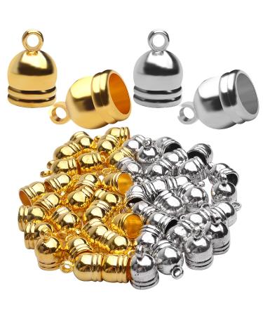 Aylifu 50pcs Tassel Caps Cord End Caps Leather Ends Caps Glue in Barrel End Caps for DIY Art Tassel Necklace Making Crafts Supplies 2 Colors