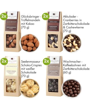 Wellnuss Ladiesnight Gift Set | Premium Nut & Chocolate Snacks for Women | Perfect Gift for Girlfriend Mother Sister - 8 Snacks in Birch Wood Box - Buy Online on SooperMarket.com