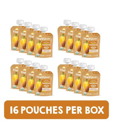 Happy Baby Organics Nutty Blends Banana & Almond Butter 3oz Pouch (Pack of 16) - Organic Baby Food - Buy Online on SooperMarket.com