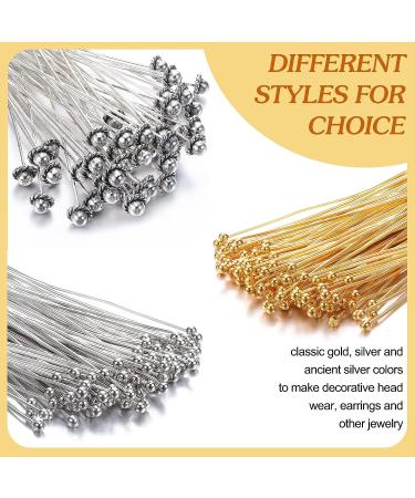 250-Piece Head Pin Set for Jewelry Making - 200x 2 22 Gauge Ball Head Stick Pins, 50x 2.1 21 Gauge Antique Silver Headpins for Earrings Crafts - Buy Online on SooperMarket.com