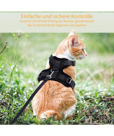 Comfortable Cat Dishes with Leash - Breathable Air Mesh Fits Neck 28-35 cm & Chest 45-51 cm - Easy On/Off - Black S - Buy Online on SooperMarket.com