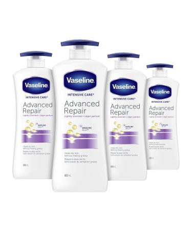 Vaseline Intensive Care Body Lotion deep moisturizer for dry skin Advanced Repair lightly scented with micro-droplets of Vaseline Jelly 600 ml 4 pack Unscented 600 ml (Pack of 4)
