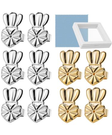 10 Pcs/5 Pairs Earring Backs for Studs, Droopy Ears and Heavy Earring, Upgraded Heavy Earring Support Backs, Tiara Earring Backs to Prevent Drooping, Hypoallergenic Earring Lifters (Silver + Gold)