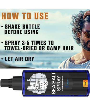 the shave factory Ocean - Sea Salt Spray Salt Water Spray Hair Salt Spray for Hair Volume Spray Texture Spray Hair (3 x 250 ml (8.45 Floz)) - Buy Online on SooperMarket.com