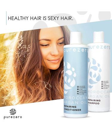 Purezero Moroccan Argan Oil Shampoo & Conditioner Set - Repair Damaged Hair, Restore Strength, Shine & Softness - Sulfate, Paraben, Dye, Gluten Free - Vegan & Cruelty Free - Ideal for Color Treated Hair - Buy Online on SooperMarket.com