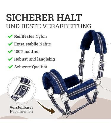 Esposita Champion Edition Halfter - Soft Throw with Synthetic Fur for Shetty - Navy/Silver Fleuf Halfer & Stallhalter - Buy Online on SooperMarket.com