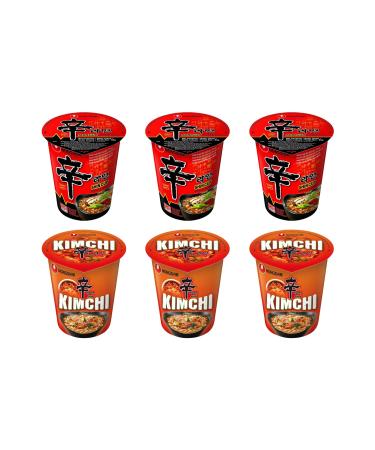 Nongshim Shin Cup Plus Kimchi Cup Instant Noodle Soup Ramen (Pack of 6) by CNMART