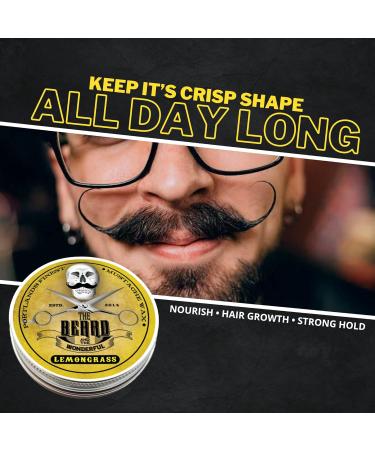 Moustache and Beard Wax for Men with Pocket-Sized Comb | Promotes Growth, Moisture Resistant | Natural Ingredients | Lemongrass 15ml + Comb - Buy Online on SooperMarket.com