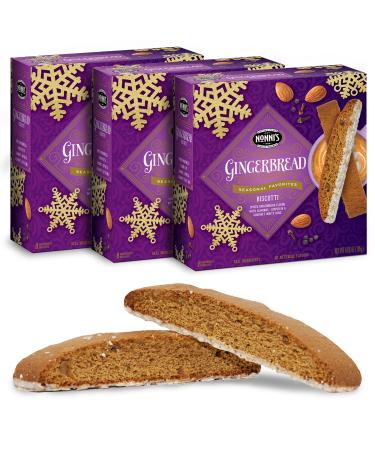 Nonni's Gingerbread Biscotti Holiday Cookies - 3 Boxes Gingerbread Cookies - Gingerbread Christmas Cookies w/ Almonds & White Icing - Biscotti Individually Wrapped Cookies - Italian Cookies - 6.88 oz
