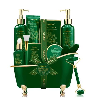 Birthday Gifts for Women & Men Who Have Everything Eucalyptus Spa Gift Baskets for Women Mom 16pc Bath Gift Set for Birthday Gifts for Women Body Self Care Set for Pampering & Relaxation Basket
