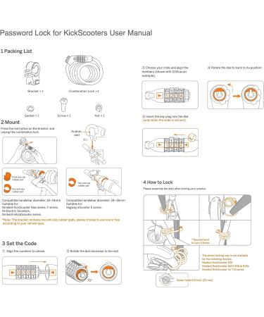 Segway Ninebot 4-Digit Password Cable Lock | Bike and Scooter Security | Black - Buy Online on SooperMarket.com