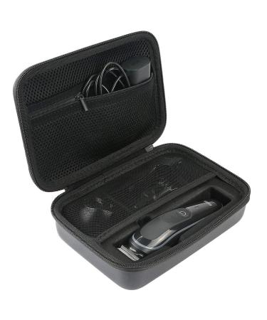 KHANKA waterproof leather pocket for brown MGK7020/MGK3080/BT5042/MGK3021/MGK5080 Multi-grooming kit beard trimmer and hair cutter case protective cover (black zipper))
