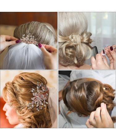 14 Pieces Wedding Hair Clips Set - Bridal Pearl & Rhinestone Barrettes in Rose Gold and Silver | Bridesmaid Hair Accessories - Buy Online on SooperMarket.com
