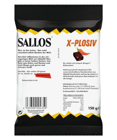 Sallos X-Plosiv Storage Pack - Vegan Sharp Liquorice Candy with Chilli Extract | 15 x 150g | Natural Spicy-Sweet Treats for International Shipping - Buy Online on SooperMarket.com