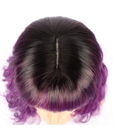 FAELBATY Short Purple Bob Wig with Bangs | Ombre Dark Purple Synthetic Cosplay Wig for Women - Buy Online on SooperMarket.com