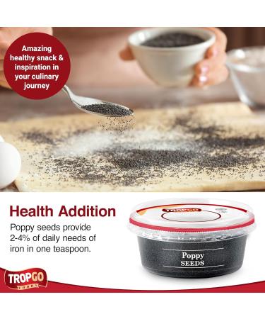 Tropgo Poppy Seeds 200g - Gluten Free Poppy Seeds in Resealable and Recyclable Tub - Non-GMO Poppy Seeds for Eating - Enhance Baking and Cooking - Buy Online on SooperMarket.com