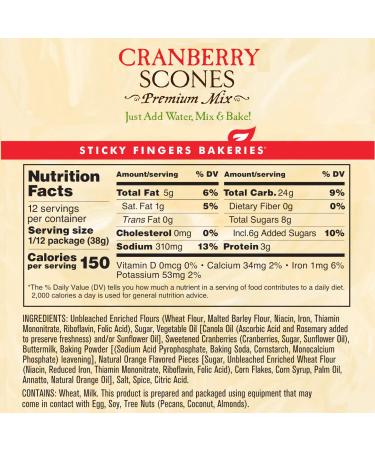 Sticky Fingers Bakeries Premium Cranberry Scone Mix - 15 Ounces - Buy Online on SooperMarket.com