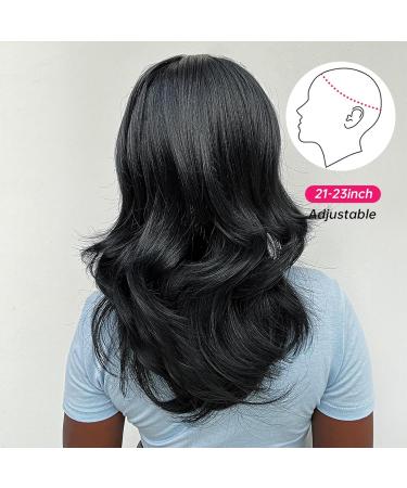 Allbell Black Wavy Wigs for Women - Natural Wave Bob Wigs with Bangs | Shop Internationally! - Buy Online on SooperMarket.com