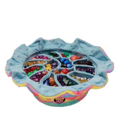 CardKingPro Immense - OCD Edition - Dice Bags with 15 Pockets - Rainbow & Blue - Capacity 200+ Dice - Great for Dice Hoarders Patented Design