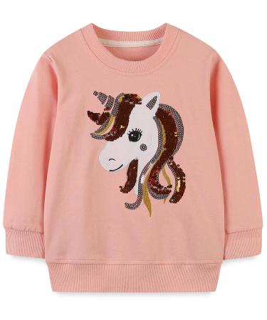 Girls Sweatshirt for Kids Cotton Top Casual Jumper Girl T Shirt Toddler Clothes Long Sleeve Pullover Age 1-12 Years 1-2 Years Unicorn 04