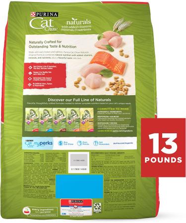 Purina Cat Chow Naturals Original with Real Chicken & Salmon, 13 lb - Adult Dry Cat Food - Buy Online on SooperMarket.com
