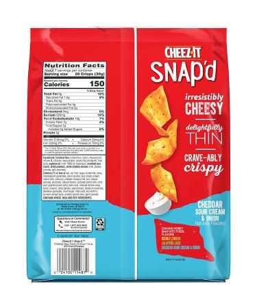 Cheez-It Snap'd Cheese Cracker Chips 7.5oz Pouch - Cheddar Sour Cream & Onion (6 Bags) - Buy Online on SooperMarket.com