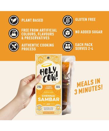 Holy Cow! Daal Curry Kit (5 x 400g) Sambar Dahl Gluten Free Vegan Curry Kit Indian Snacks Indian Ready Meals Yellow Lentils - Buy Online on SooperMarket.com