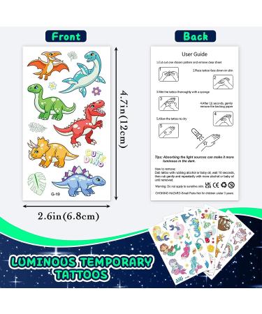 350+ Glow In The Dark Temporary Tattoos for Kids - Waterproof Luminous Fake Tattoo Sticker Assortment with Dinosaur, Unicorn, Mermaid, Space, Sea Animals - Boys and Girls - Buy Online on SooperMarket.com