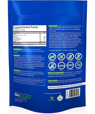BioTrust Keto Elevate Pure C8 MCT Oil Powder - Ketogenic Diet Supplement - Clean Energy - Mental Focus and Clarity - 100% Caprylic Acid - Unflavored (20 Servings) - Buy Online on SooperMarket.com