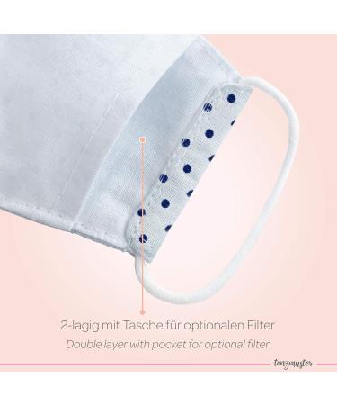 Dance Pattern Washable Mask - 100% Cotton 2-Layer Oeko-Tex Certified Nose Bracket & Filter Bag - Kids & Adults - White Black Dots - International Shipping Available - Buy Online on SooperMarket.com