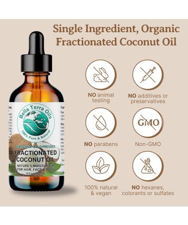 Bella Terra Oils - Organic Fractionated Coconut Oil 2 oz | Pure MCT Oil for Silky Skin | Ideal for Skincare & Haircare - Buy Online on SooperMarket.com