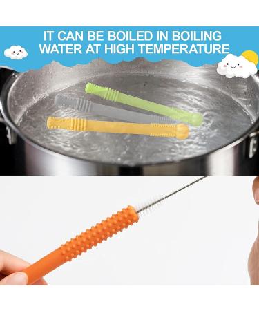 Bite Tube Set - 6 BPA-Free Silicone Dental Aids with 2 Cleaning Brushes for Baby Teething - Grayling & Violet Root Colors - Buy Online on SooperMarket.com