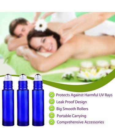 Inice 24 Count Cobalt Blue Glass Roller Bottles for Essential Oils - 10ml - Buy Online on SooperMarket.com