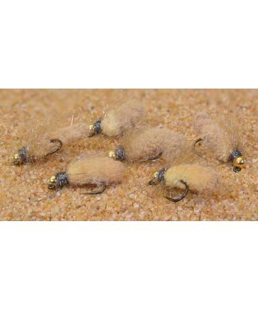Tungsten Mop Jig Fly Size #10 - Euro Nymph Tied on Hanak Hooks - 6ct Pack Tan Hook #10