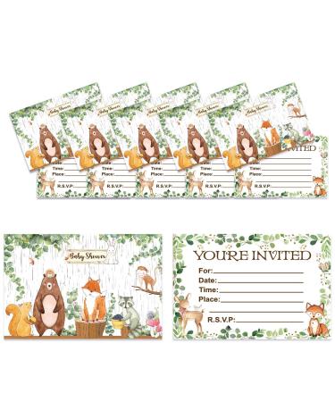 20 Pcs Woodland Baby Shower Invitation Cards Baby Shower Party Supplies Baby Shower Party Invitations for Boys or Girls