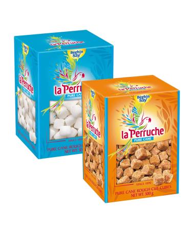 Speciality White and Brown Sugar Cube Bundle Containing La Perruche White and Brown Natural Cane Sugar Cubes 500g each 500g x 2