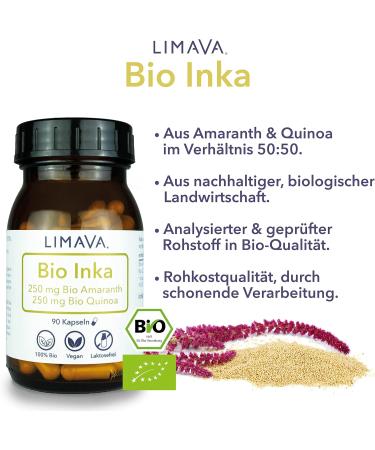Limava Bio Inka Gold Capsules - 90 Vegan Organic Tablets | 50% Pure Amaranth & Quinoa | 100% Natural No Additives - Buy Online on SooperMarket.com