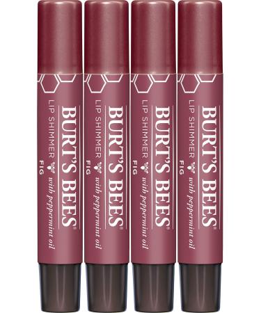 Burt's Bees Lip Balm Stocking Stuffer, Moisturizing Lip Shimmer Holiday Gift for Women, with Vitamin E, Coconut Oil & Beeswax, 100% Natural, Fig, 0.09 Ounce (4 Pack) Fig (4 Pack)